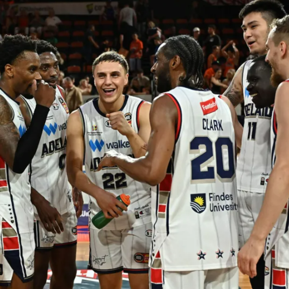 Adelaide 36ers players in huddle