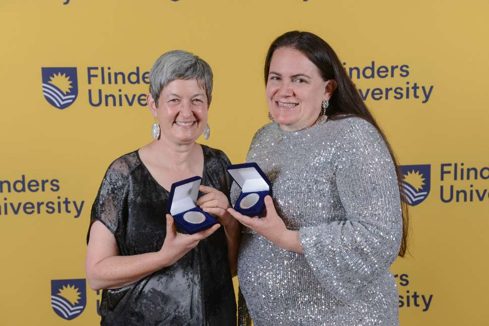 Convocation Medallists Professor Justine Smith and Dr Ruth Mitchell with their medals