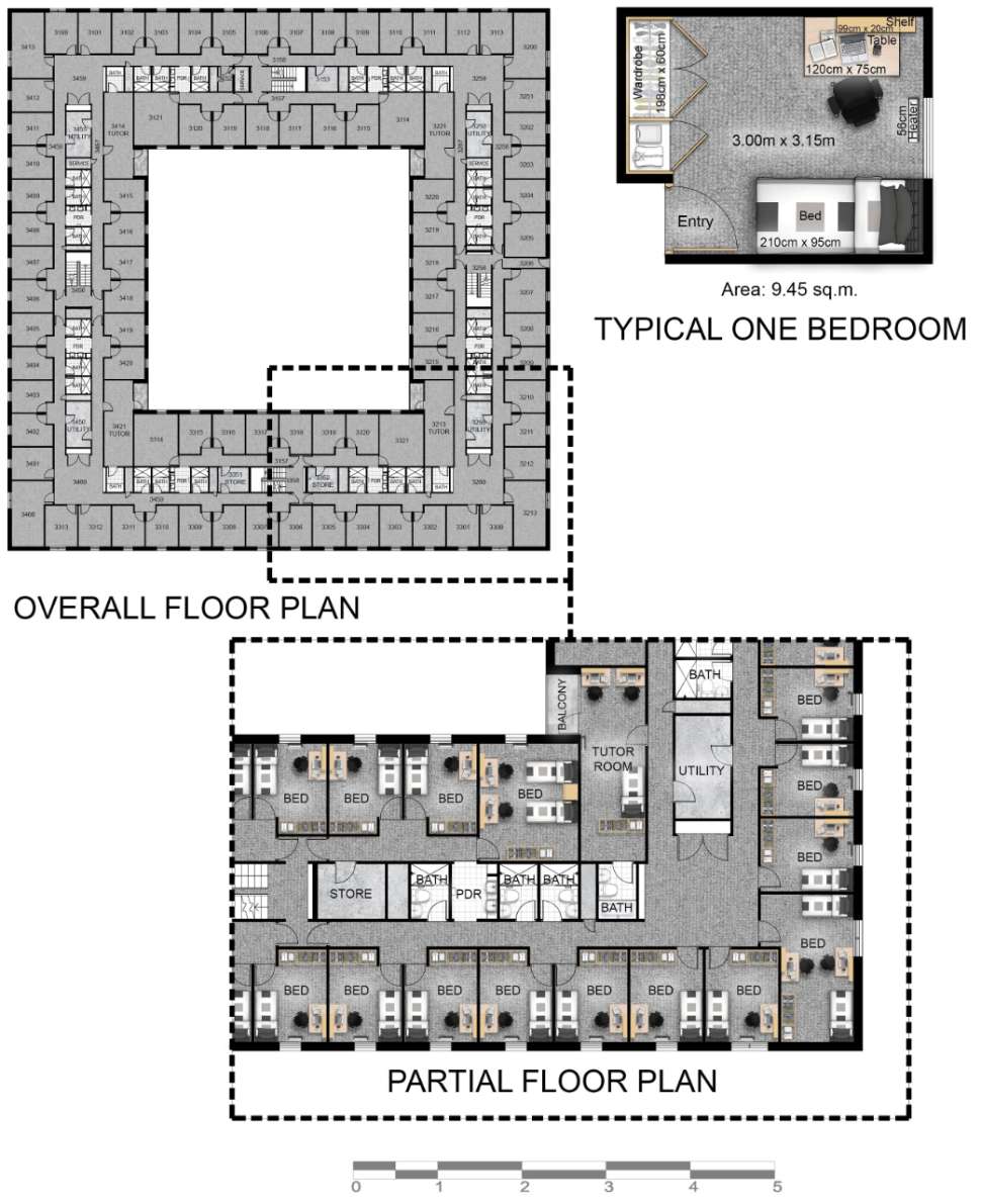 University Hall typical floor plan