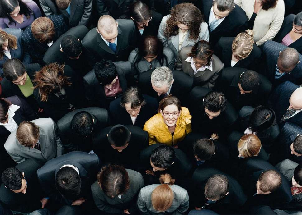 Lady standing in the crowd