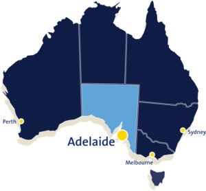 Adelaide's location - map