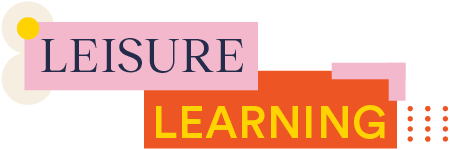 Leisure Learning logo in a colourful geometric print